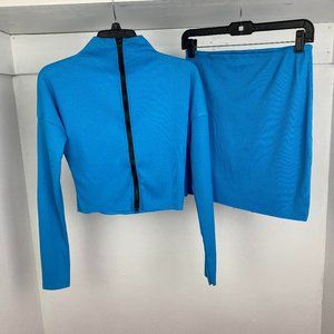 Blue top and mini skirt set